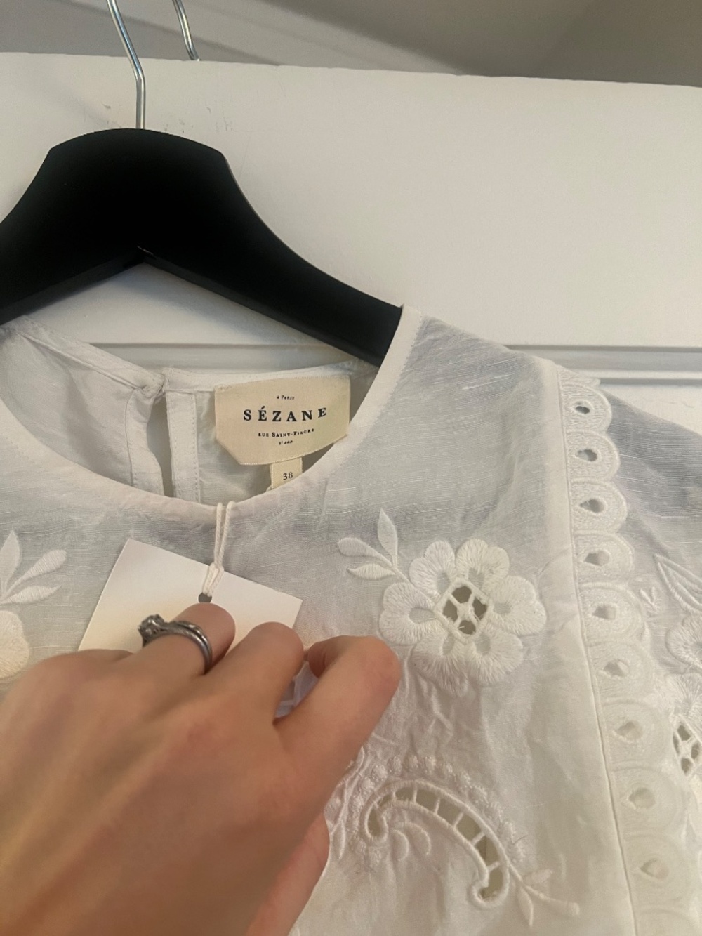 Sezane - Tamy Blouse - Embroidered Ecru - 38 - NWT - Picture 7 of 9